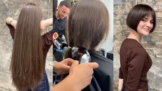 Drastic long to short bob haircut HD remaster [upl. by Aynna]