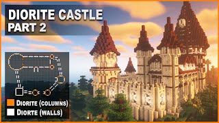 Minecraft How to build a Medieval Diorite Castle  Tutorial PART 2 [upl. by Norah548]