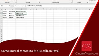 Come unire il contenuto di due celle in Excel [upl. by Mell]