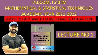 FYBCOM FYBFM Maths Sem 1 Shares and Mutual Funds  IDOL Mumbai University  LECTURE 1 [upl. by Avrit]