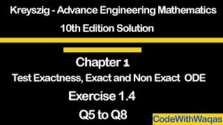 Kreyszig Advance Engineering Mathematics Exercise 14 Non Exact ODE in UrduHindi [upl. by Ranique294]