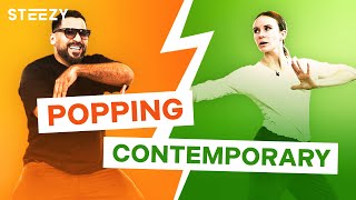 Popping vs Contemporary Dancer – Dancers Learn Each Other’s Styles  STEEZYCO [upl. by Lennie987]