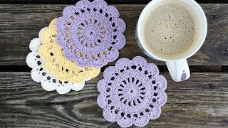 Easy Sweet Orchid Crochet Coaster Tutorial For Beginners [upl. by Isidro979]