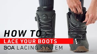 How To Put On Snowboard Boots with BOA FIT SYSTEM [upl. by Hirschfeld]