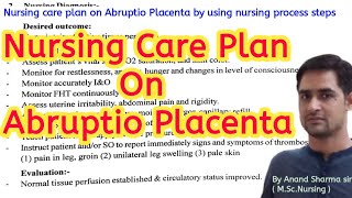 Nursing Care Plan On Abruptio PlacentaNursing care plan on Placental abruption nursingcareplan [upl. by Franklin]