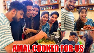 HUSBAND COOKING FOR A DAY ❤️ ANJI ഞെട്ടി 😍  AMAL COOKED FOR US  FISH NIRVANA  PULLOTHI [upl. by Buchbinder476]