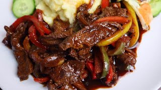 HOW TO MAKE THE MOST DELICIOUS JAMAICAN PEPPER STEAK  PEPPER STEAK RECIPE [upl. by Lalitta667]