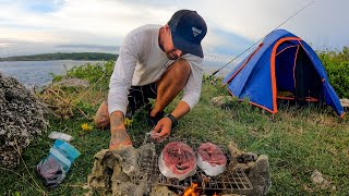 SOLO CAMPING ON A CLIFF HUNT FOR YOUR FOOD OR GO HUNGRY [upl. by Madelyn553]