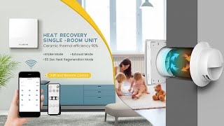 Single Room HRV Wall Mounted Ductless Ceramic Air Recuperator Heat Recovery Ventilator [upl. by Boeschen405]