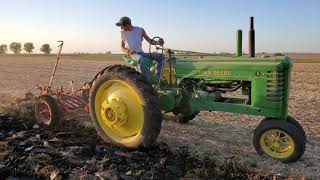 1943 John Deere Model B Plowing Bean Stubble [upl. by Eenat585]