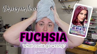 DYING MY HAIR FUCHSIA LOREAL 622 FUCHSIACHA [upl. by Eneleahcim]