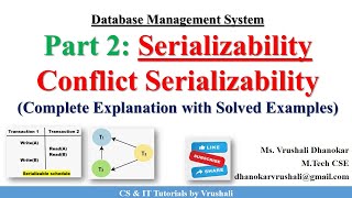 DBMS 28 Part 2 Serializability  Conflict Serializability  Precedence Graph  Examples  DBMS [upl. by Onej]