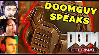 GAMERS REACT To DOOMGUY SPEAKING  Doomslayer Talking  DOOM Eternal Reaction [upl. by Whitby]