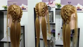 Trenzas Boxeadoras con Coletas Bajas by Belleza sin Limites [upl. by Atsahc180]