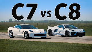 C8 Corvette vs C7 Corvette  Drag amp Roll Race Comparison [upl. by Plank]