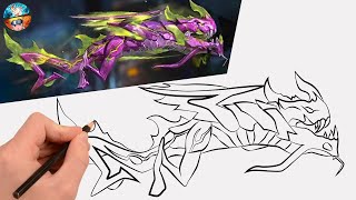 FREE FIRE DRAWING NEW M1014 EMERALD DRAGON EVOLUTION GUN  HOW TO DRAW FREE FIRE FF [upl. by Lotsirb]