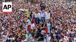 Thousands of opposition supporters gather with leaders in Venezuela for peaceful rally [upl. by Hummel]