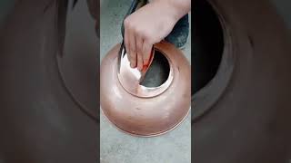 Copper bowl bottom cutting process Good tools and machinery can increase work efficiency [upl. by Beyer]