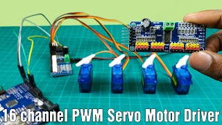 16 channel servo controller with Arduino  PCA9685 16 channel PWM servo motor driver tutorial [upl. by Akinod]