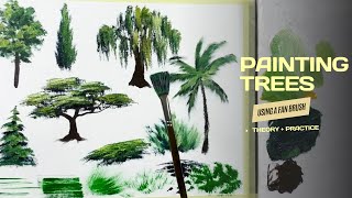 How to Paint Trees with a Fan Brush Step by step Oil Painting Techniques [upl. by Teyut]