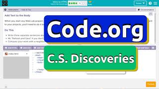 Codeorg Lesson 25 Intro to HTML  Tutorial with Answers  Unit 2 Web Development  CS Discoveries [upl. by Taber]