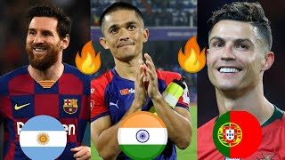 Chhetri Vs Messi Vs Ronaldo  Goals Salary and Records [upl. by Halimeda]