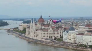 WIZZ A321 low flyover in Budapest 1 May 2016 [upl. by Theurer]