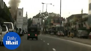 Footage appears to show bomb going off at church in Sri Lanka [upl. by Egduj]