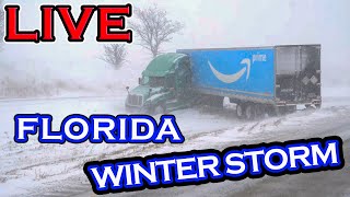 🔴LIVE  Driving in Florida Winter Storm  STORM CHASER [upl. by Beutler]