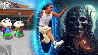 Franklin amp Shinchan Travel To Other World Through Portal in GTA 5  GTA 5 mods [upl. by Anelagna]