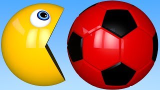 Learn Colors PACMAN and 3D Soccer Ball for Kid Children [upl. by Clarkin]