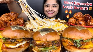 MOST EXPENSIVE LOUIS BURGERS CHEESY BLACKBEAN NOODLES WITH CORN AND EGGSSPICY KOREAN FRIED CHICKEN [upl. by Trebloc570]