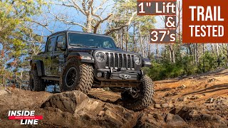 Lowest Lift Needed to Run 37s on The Jeep Gladiator Rubicon  Inside Line [upl. by Annaerdna]