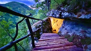 Building a Survival Shelter on Top of a Cliff Bushcraft Skills Wild Camping [upl. by O'Malley129]