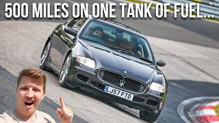 Driving my cheap Maserati Quattroporte to the Nurburgring on one tank of fuel [upl. by Salem871]