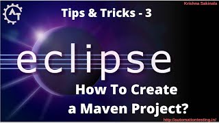 3 How to create a Maven Project in Eclipse  Java Maven Project  Eclipse Tutorial [upl. by Siusan]