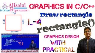 Graphics in C L4  Draw rectangle using rectangle function  draw rectangle [upl. by Sukramaj980]