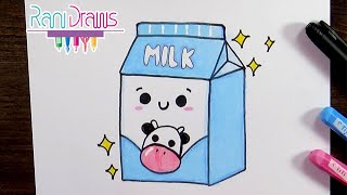 Cómo dibujar una caja de LECHE KAWAII  Paso a paso [upl. by Gutow]