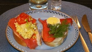 SMØRBRØD Norwegian Smoked Salmon amp Egg Open Face Sandwich Homemade Recipe Røkt laks og æg [upl. by Norrab799]