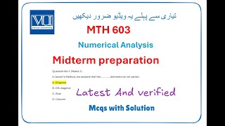 Mth603 MCQs for Midterm Preparation  Essential Practice Questions [upl. by Enelegna]