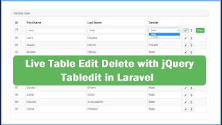 Live Table Edit Delete with jQuery Tabledit in Laravel [upl. by Deehan]