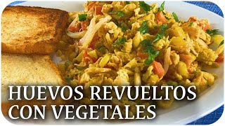 🍳 HUEVOS REVUELTOS con VEGETALES DIETA VEGANA 🍅🌽 [upl. by Garin]