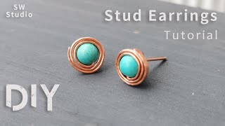 EAR STUDS DIY Earrings  Easy Earrings  Wire Wrapping Tutorial [upl. by Llekcor]