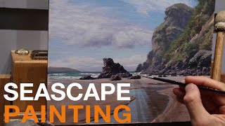 Painting a SEASCAPE How to create DEPTH in an oil painting [upl. by Pol]