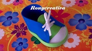 ZAPATITOS DE NIÑO EN FOAMY O GOMA EVA PARA BABY SHOWER  BABY SHOWER SHOE DIY [upl. by Eiralih]