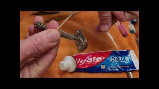 toothpaste to clean amp polish a Safety Razor vintage Gillette razor restoration Flare tip [upl. by Kironde]