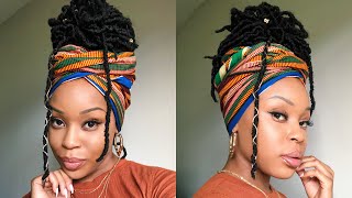 HOW TO Quick amp Easy Faux Locs Headwrap Updo [upl. by Eletnahs]