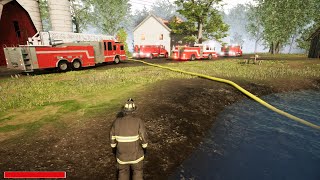 Into The Flames 6 Drafting Water From A Lake To Fight A Farm House Fire New Firefighter Game [upl. by Enilecram440]