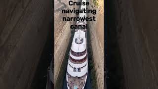 Cruise ship passes through the worlds narrowest canal Corinth Canal in Greece cruise ship short [upl. by Etem519]