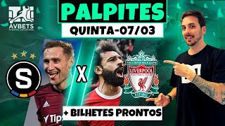 PALPITES E APOSTAS DE FUTEBOL PARA HOJE 07 03 2024  BILHETE PRONTO QUINTAFEIRA [upl. by Sucramrej61]